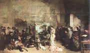 Gustave Courbet the studio of the painter,a real allegory oil painting